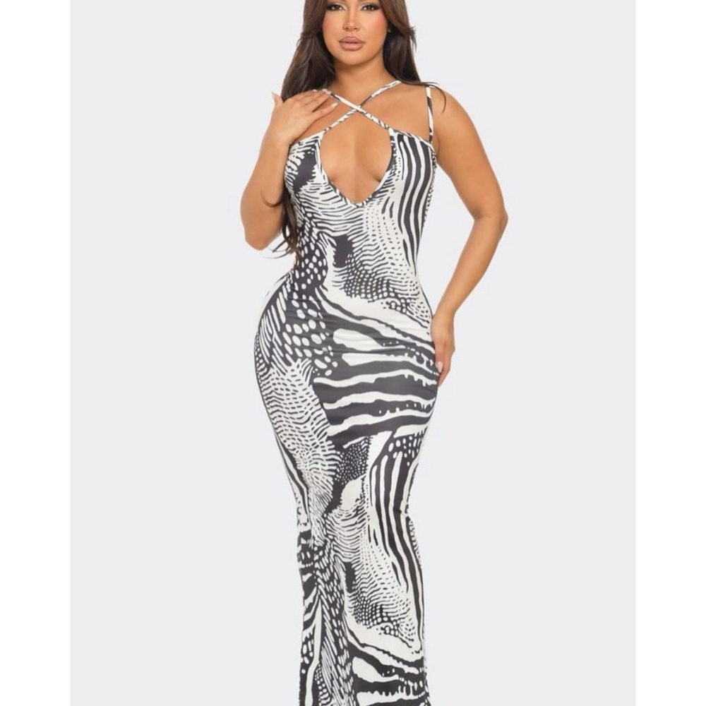 Zebra Sleeveless Maxi Dress